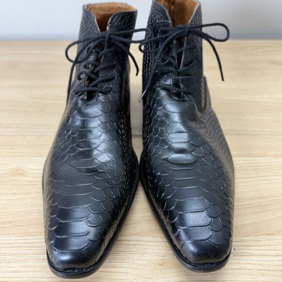 J.M. Weston Lace Up Python Snake Ankle Boots Men Size 42 Black Leather Luxury main image 9